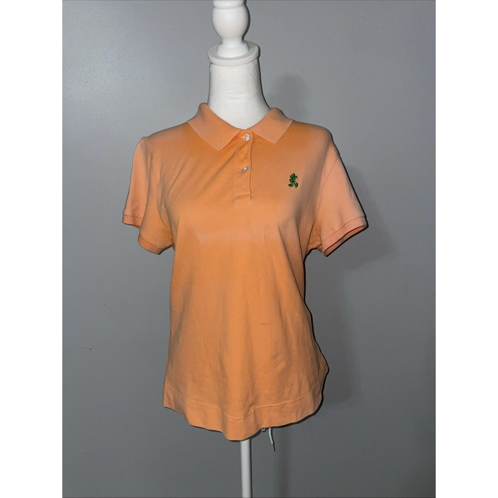 Walt Disney World Polo Shirt Womens L Peach Mickey Logo Parks Preppy Old Money